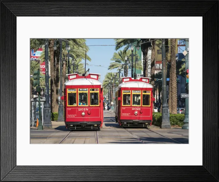 Framed Print : United States, Louisiana, New Orleans. Canal Street streetcar line in the French Quarter
