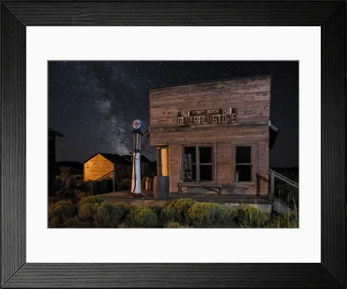 Framed Print : USA, Oregon, Lake County, Fort Rock, Historic General store and Milky way Framed Print : USA, Oregon, Lake County, Fort Rock, Historic General store and Milky way