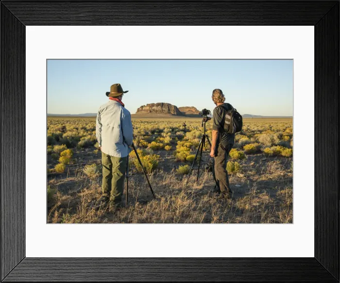 Framed Print : USA, Oregon, Lake County, Fort Rock, Photographers admiring the landscape Framed Print : USA, Oregon, Lake County, Fort Rock, Photographers admiring the landscape