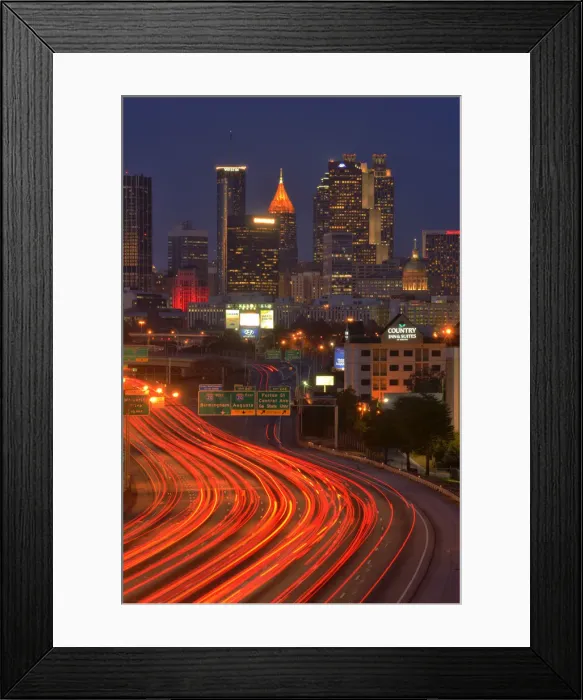 Framed Print : USA, Georgia, Fulton County, Atlanta at Night