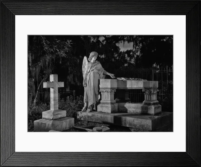 Framed Print : USA, Georgia, Savannah, Bonaventure Cemetery, grave at dusk Framed Print : USA, Georgia, Savannah, Bonaventure Cemetery, grave at dusk