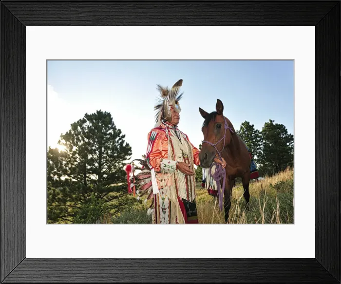 Framed Print : Lakota Indian in the Black Hills, Western South Dakota, USA. MR Framed Print : Lakota Indian in the Black Hills, Western South Dakota, USA. MR