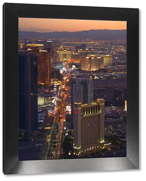 The Las Vegas Strip seen from Stratosphere hotel and Casino, Las Vegas, Nevada, USA