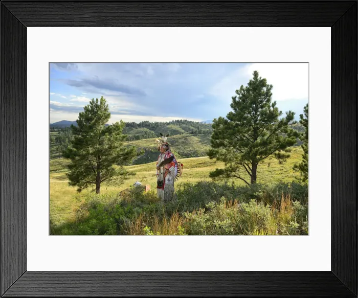 Framed Print : Lakota Indian in the Black Hills, Western South Dakota, USA. MR Framed Print : Lakota Indian in the Black Hills, Western South Dakota, USA. MR