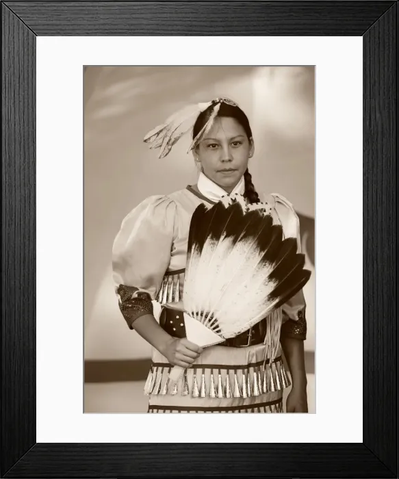 Framed Print : Lakota Woman in full regalia, Custer County, Black Hills National Forest, Western