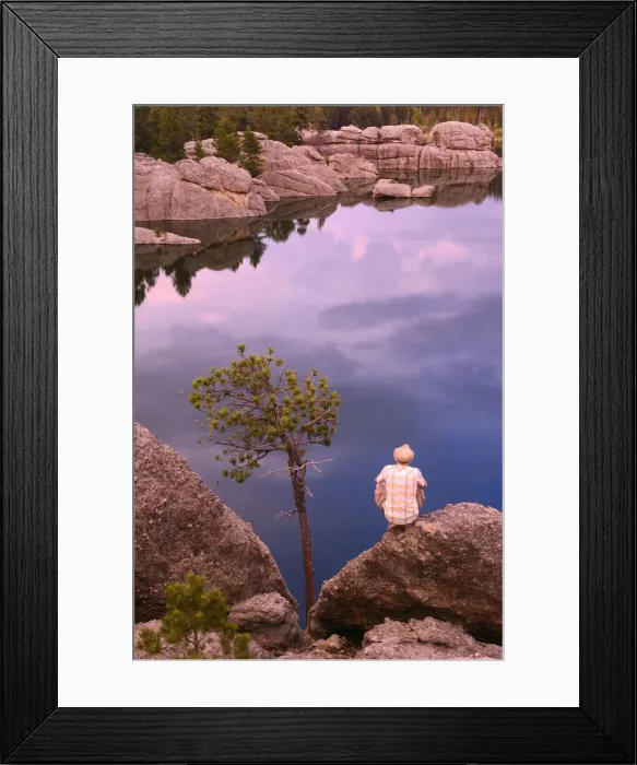 Framed Print : Person standing on rocks, Sylvan Lake, Custer State Park, Black Hills, Custer County Framed Print : Person standing on rocks, Sylvan Lake, Custer State Park, Black Hills, Custer County