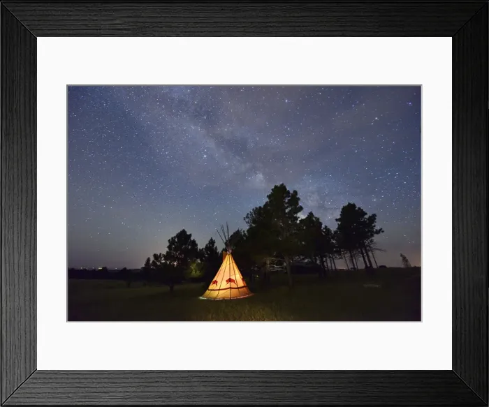 Framed Print : Tipi camp at night, Lakota Sioux Tipis, Custer County, Black Hills, Western South Dakota Framed Print : Tipi camp at night, Lakota Sioux Tipis, Custer County, Black Hills, Western South Dakota