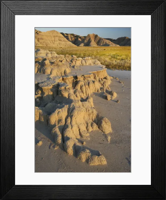 Framed Print : Erosion, grassland in the Badlands National Park, Stronghold unit, South Dakota, USA