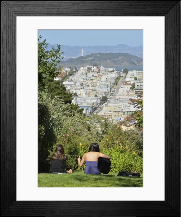 Framed Print : Girl with guitar on Russian Hill, San Francisco, California, USA Framed Print : Girl with guitar on Russian Hill, San Francisco, California, USA