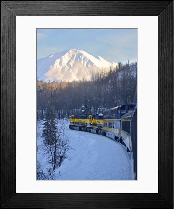 Framed Print : Alaska Railroad trip from Anchorage to Fairbanks in the winter, Alaska, USA Framed Print : Alaska Railroad trip from Anchorage to Fairbanks in the winter, Alaska, USA