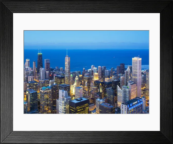 Framed Print : USA, Illinois, Chicago. Elevated dusk view over the city from the Willis Tower Framed Print : USA, Illinois, Chicago. Elevated dusk view over the city from the Willis Tower