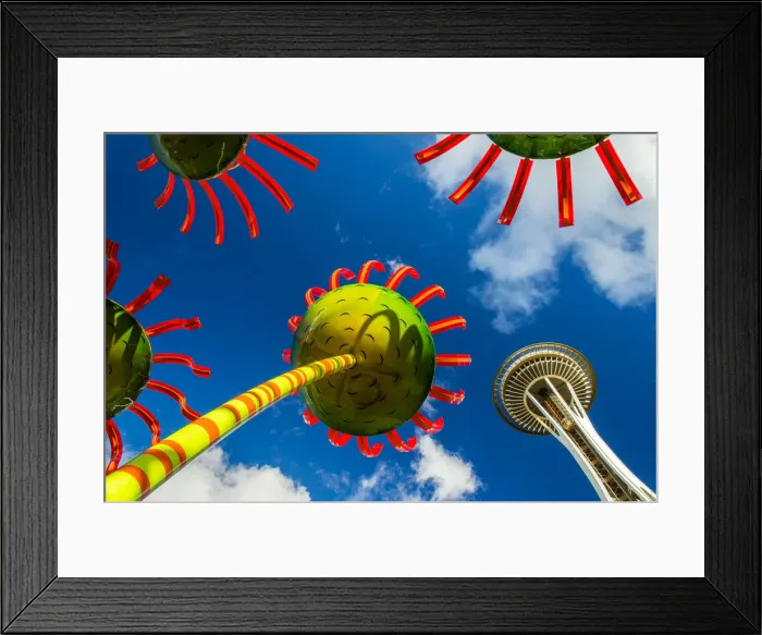 Framed Print : The Sonic Bloom solar-powered art installation with Space Needle behind, Pacific Science Framed Print : The Sonic Bloom solar-powered art installation with Space Needle behind, Pacific Science
