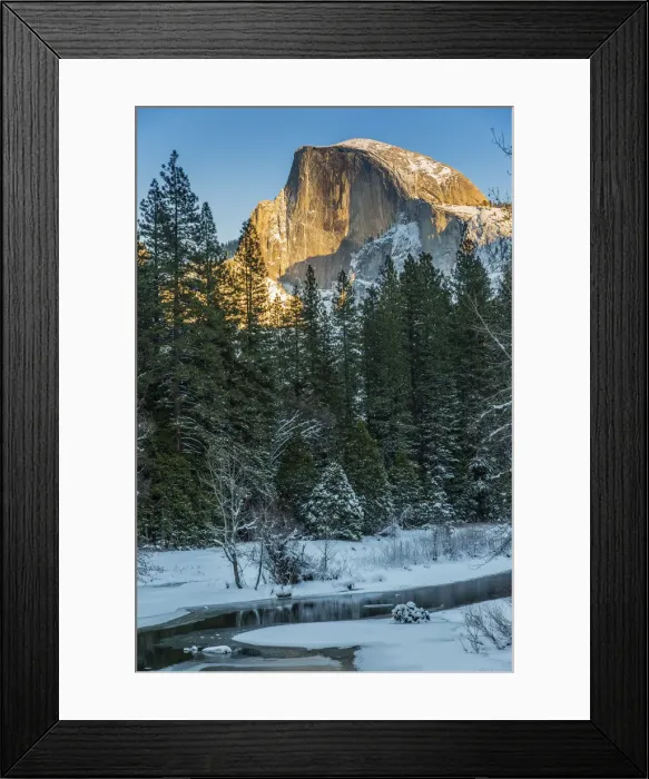 Framed Print : Winter view of Half Dome at sunset, Yosemite National Park, California, USA Framed Print : Winter view of Half Dome at sunset, Yosemite National Park, California, USA