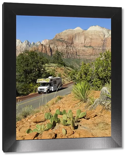 Motorhome at West Temple Mountain, Zion National park, Utah, USA