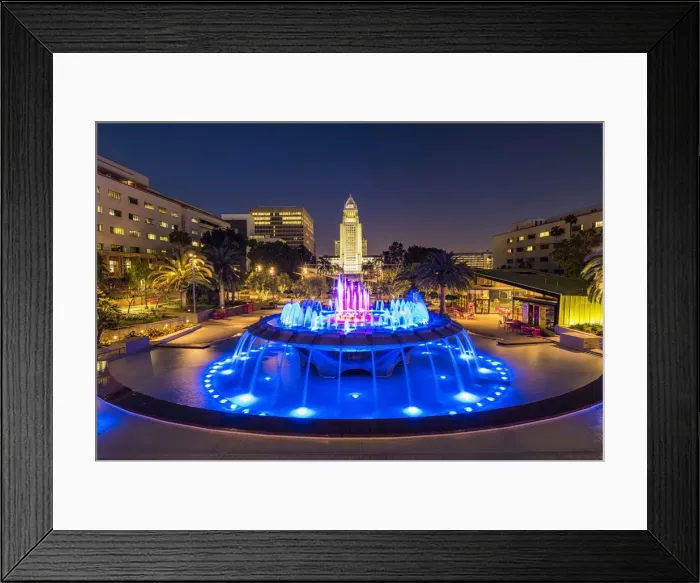 Framed Print : City Hall as seen from Grand Park at Night, Los Angeles, California, USA Framed Print : City Hall as seen from Grand Park at Night, Los Angeles, California, USA