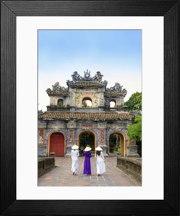 Framed Print : Asia, South East Asia, Vietnam; Hue, Forbidden city, Purple City, women in traditional Framed Print : Asia, South East Asia, Vietnam; Hue, Forbidden city, Purple City, women in traditional