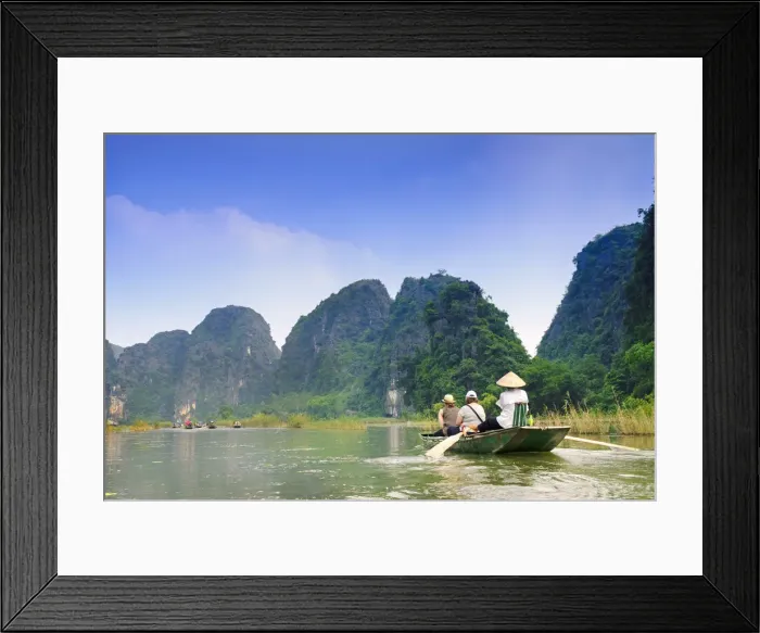 Framed Print : South East Asia, Vietnam, Ninh Binh, Tam Coc, river, rowing boat and limestone karsts Framed Print : South East Asia, Vietnam, Ninh Binh, Tam Coc, river, rowing boat and limestone karsts