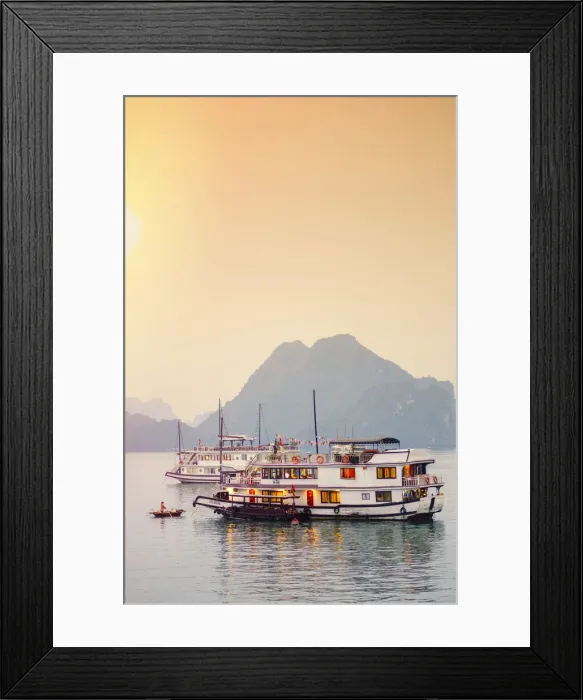 Framed Print : Vietnam, Quang Ninh province, Halong Bay, tourist houseboats on Halong Bay