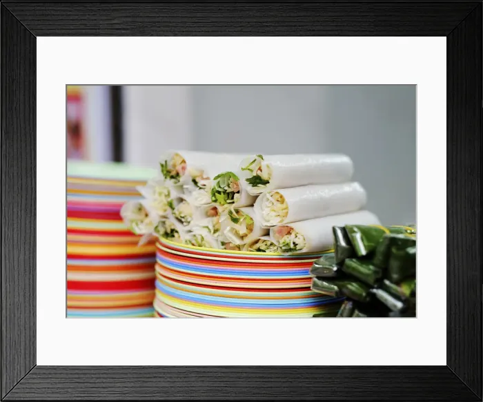 Framed Print : Asia, South East Asia, Vietnam, Hanoi, street food, spring rolls, ready to cook Framed Print : Asia, South East Asia, Vietnam, Hanoi, street food, spring rolls, ready to cook