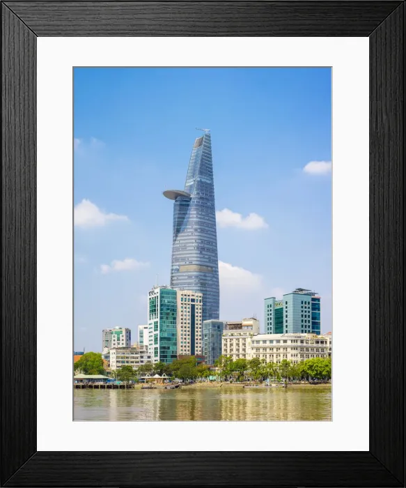 Framed Print : Bitexco Financial Tower and central Ho Chi Minh City (Saigon) skyline on the Saigon River