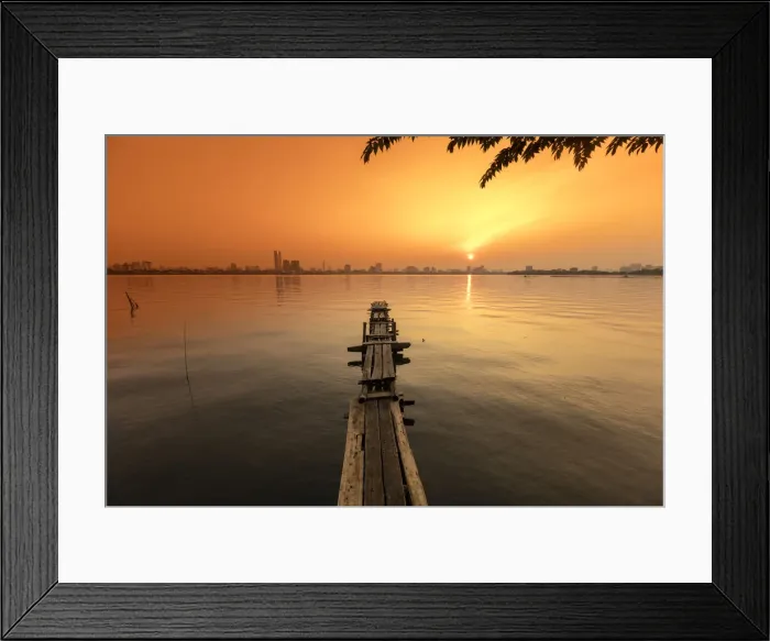 Framed Print : South East Asia, Vietnam, Hanoi, West Lake, jetty at sunset Framed Print : South East Asia, Vietnam, Hanoi, West Lake, jetty at sunset