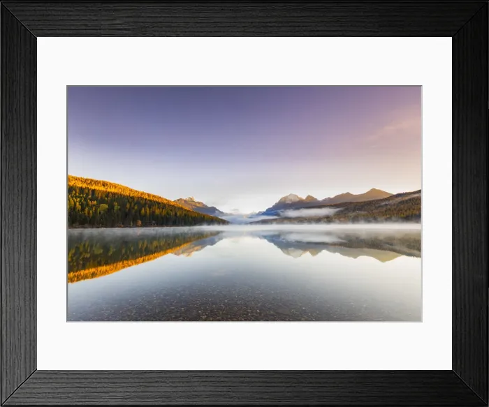 Framed Print : Autumn at Bowman Lake, Glacier National Park, Montana, USA