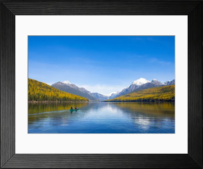 Framed Print : Kayaking on Bowman Lake, Glacier National Park, Montana, USA Framed Print : Kayaking on Bowman Lake, Glacier National Park, Montana, USA