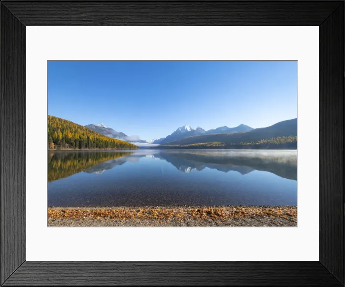 Framed Print : Autumn colours at sunset on Bowman Lake, Glacier National Park, Montana, USA Framed Print : Autumn colours at sunset on Bowman Lake, Glacier National Park, Montana, USA