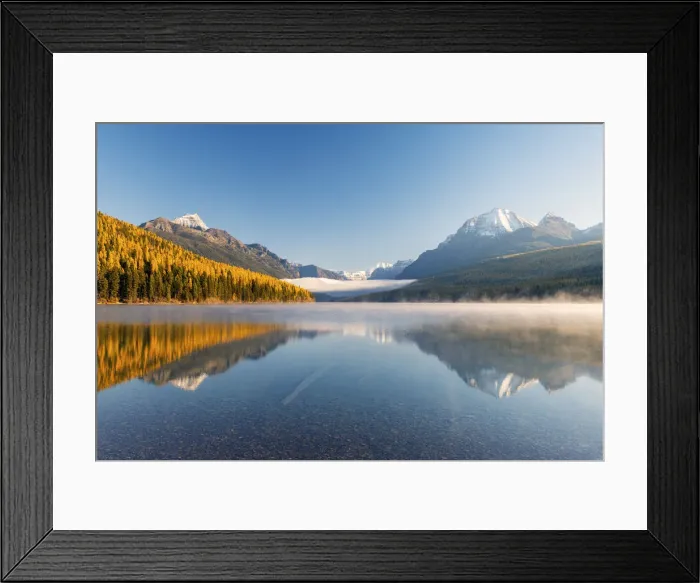 Framed Print : Autumn colours on Bowman Lake, Glacier National Park, Montana, USA