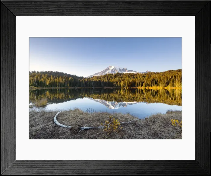 Framed Print : Mount Rainier reflecting in Reflections Lake, Mount Rainier National Park, Washington Framed Print : Mount Rainier reflecting in Reflections Lake, Mount Rainier National Park, Washington