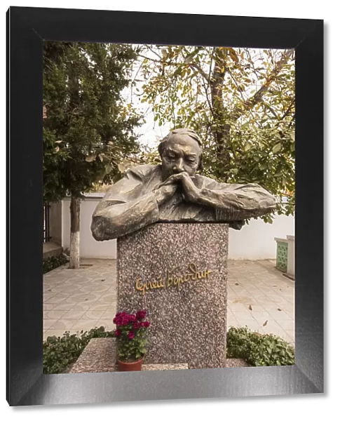 The uzbek writer Sergey Borodin statue at the garden of his home. Tashkent, Uzbekistan