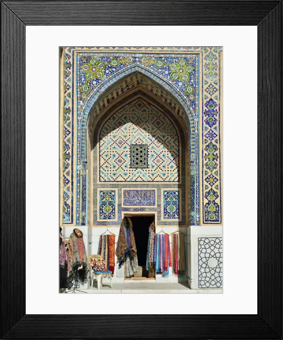 Framed Print : Detail of a madrassah. Registan square, a Unesco World Heritage Site, Samarkand