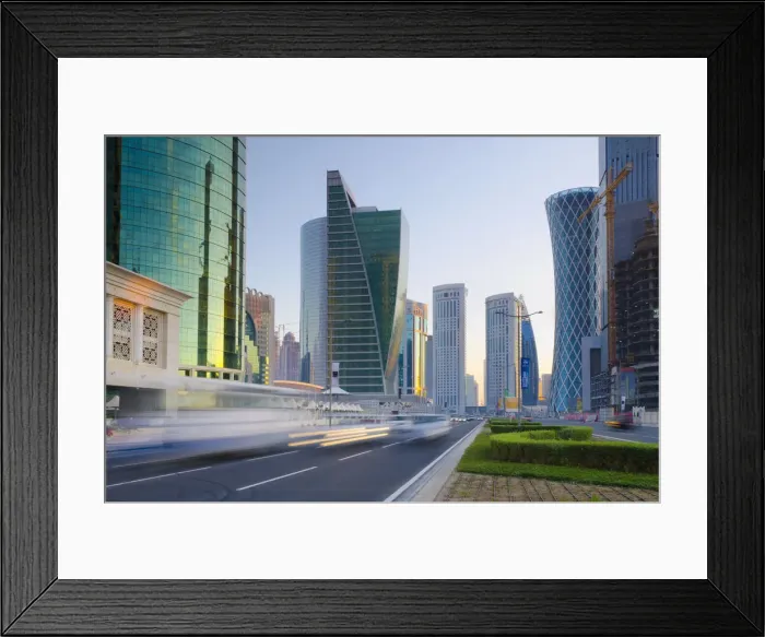 Framed Print : Qatar, Doha, Tornado Tower on right Framed Print : Qatar, Doha, Tornado Tower on right