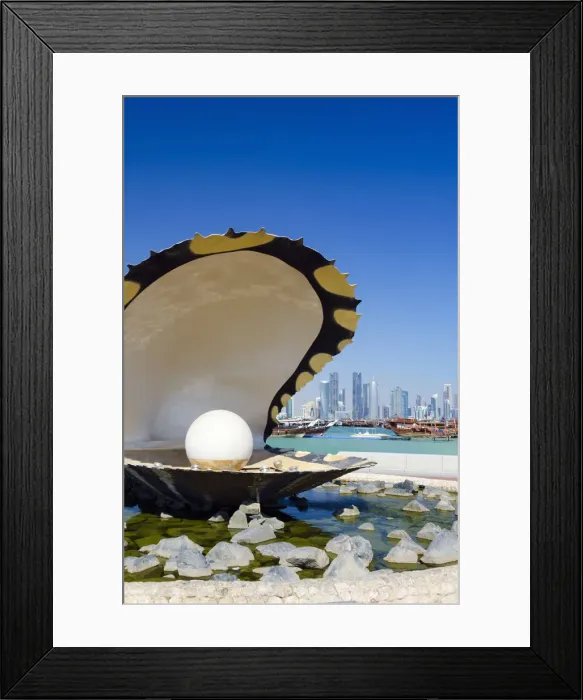 Framed Print : Qatar, Doha, Modern Skyline and Pearl Monument Framed Print : Qatar, Doha, Modern Skyline and Pearl Monument