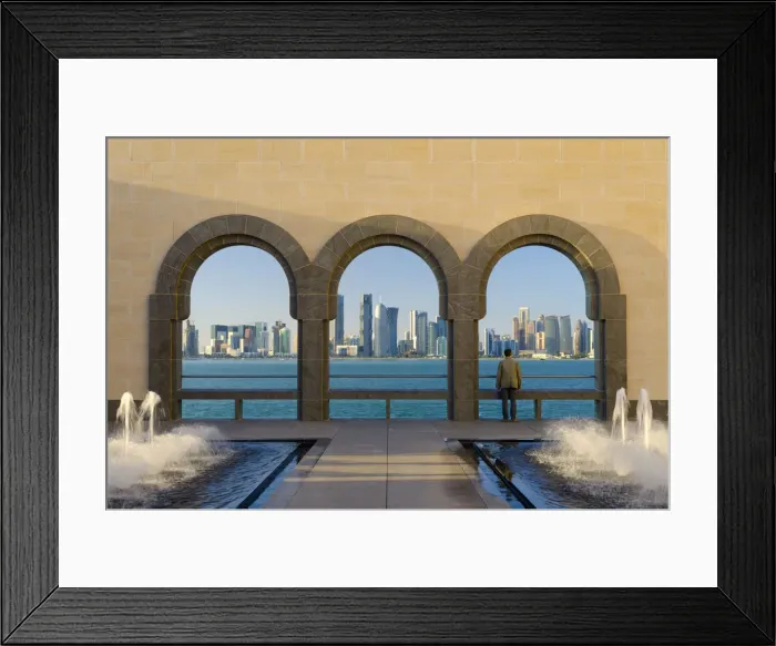 Framed Print : Qatar, Doha, Doha Skyline from Museum of Islamic Art Framed Print : Qatar, Doha, Doha Skyline from Museum of Islamic Art