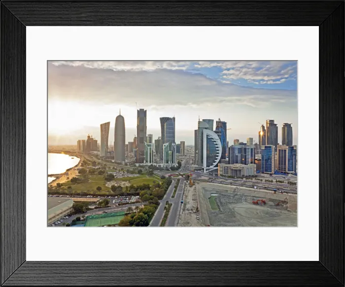 Framed Print : Qatar, Middle East, Arabian Peninsula, Doha, new skyline of the West Bay central financial Framed Print : Qatar, Middle East, Arabian Peninsula, Doha, new skyline of the West Bay central financial
