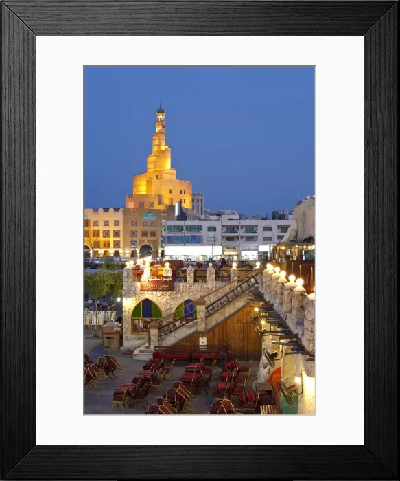 Framed Print : Qatar, Middle East, Arabian Peninsula, Doha, the restored Souq Waqif with mud rendered Framed Print : Qatar, Middle East, Arabian Peninsula, Doha, the restored Souq Waqif with mud rendered