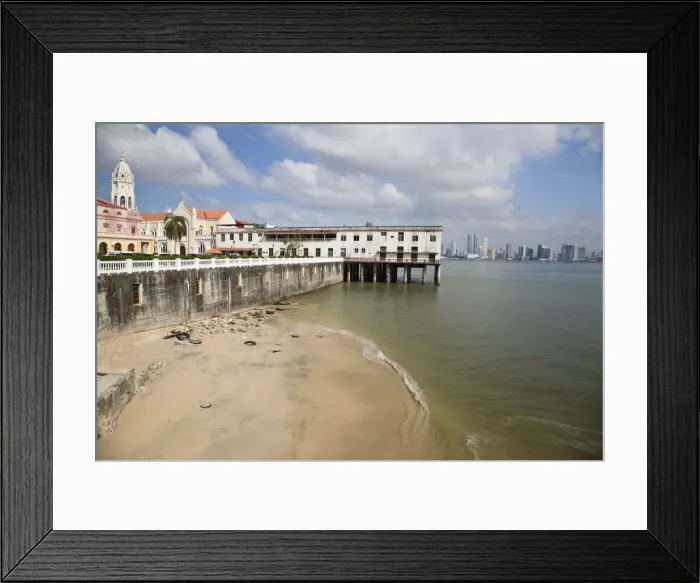 Framed Print : Panama, Panama City, City skyline from Casco Viejo (San Felipe) Framed Print : Panama, Panama City, City skyline from Casco Viejo (San Felipe)