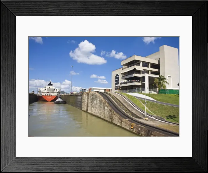 Framed Print : Panama, Panama Canal, Tanker in Miraflores Locks Framed Print : Panama, Panama Canal, Tanker in Miraflores Locks