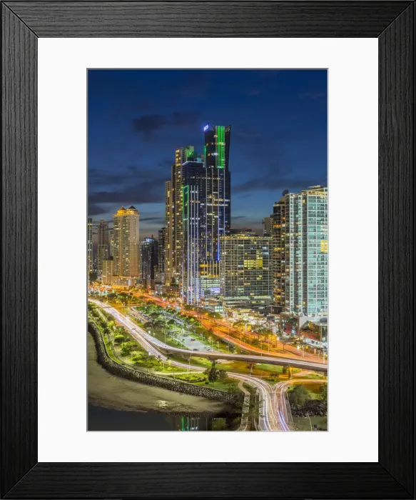 Framed Print : Traffic on the main highway at dusk, Panama City, Panama, Central America Framed Print : Traffic on the main highway at dusk, Panama City, Panama, Central America