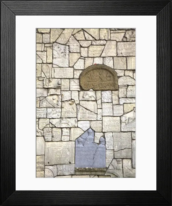 Framed Print : Memorial Wall Constructed from Old Jewish Gravestones, Remuh Synagogue Cemetery, Kazimierz Framed Print : Memorial Wall Constructed from Old Jewish Gravestones, Remuh Synagogue Cemetery, Kazimierz