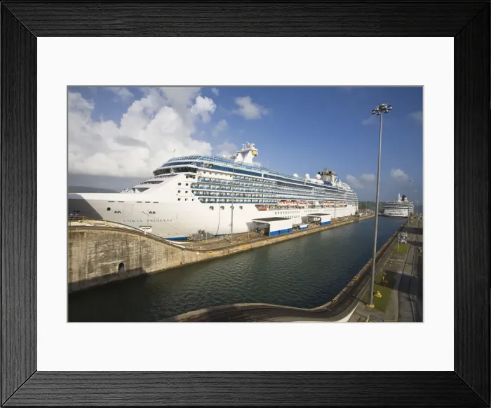 Framed Print : Panama, Panama Canal, Gatum locks, Coral Princesss Cruise ship & Queen Victoria cruise Framed Print : Panama, Panama Canal, Gatum locks, Coral Princesss Cruise ship & Queen Victoria cruise