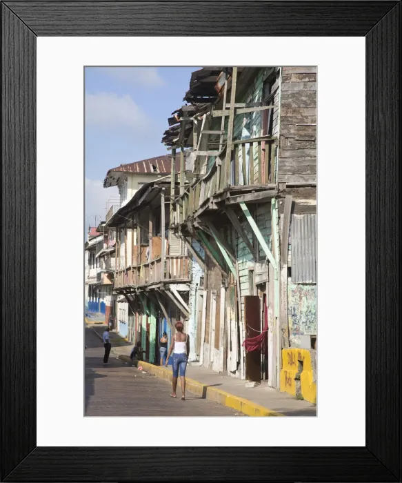Framed Print : Panama, Panama City, Street in Casco Viejo (San Felipe) Framed Print : Panama, Panama City, Street in Casco Viejo (San Felipe)