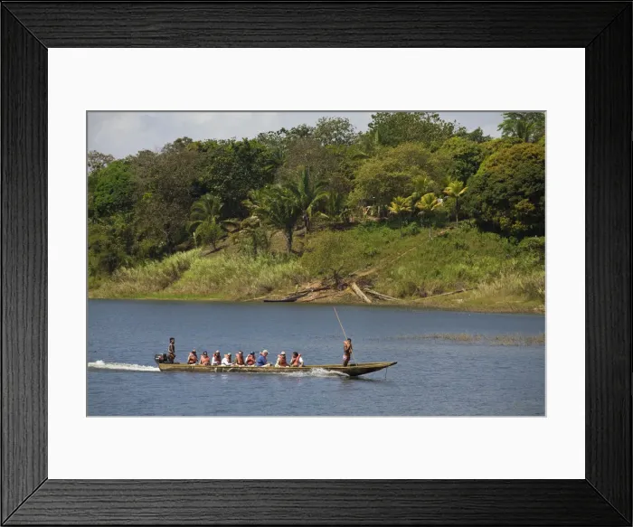 Framed Print : Panama, Chagres River, Tourists in dug out canoe Framed Print : Panama, Chagres River, Tourists in dug out canoe