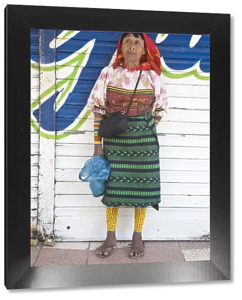 Panama, Panama City, Casco Viejo (San Felipe), A Kuna Indian woman standing infront