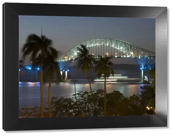 Panama, Panama Canal, Bridge Of The Americas, Pacific Entrance, Streaking Ship Lights