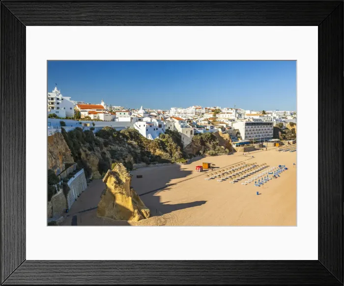 Framed Print : View over the beach in Albufeira, Algarve, Portugal