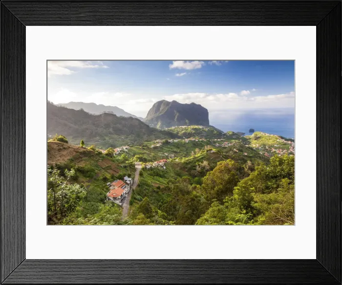 Framed Print : Porto da Cruz and Penha de Aguia, seen from Portela, Madeira, Portugal Framed Print : Porto da Cruz and Penha de Aguia, seen from Portela, Madeira, Portugal