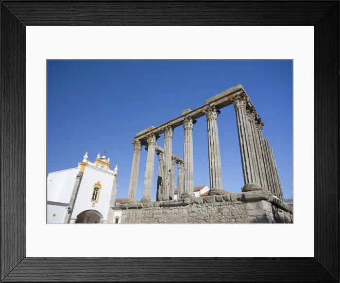 Framed Print : Roman Temple  /  Temple of Diana and Ingreja de Sao Joao, Evora (UNESCO World Heritage)