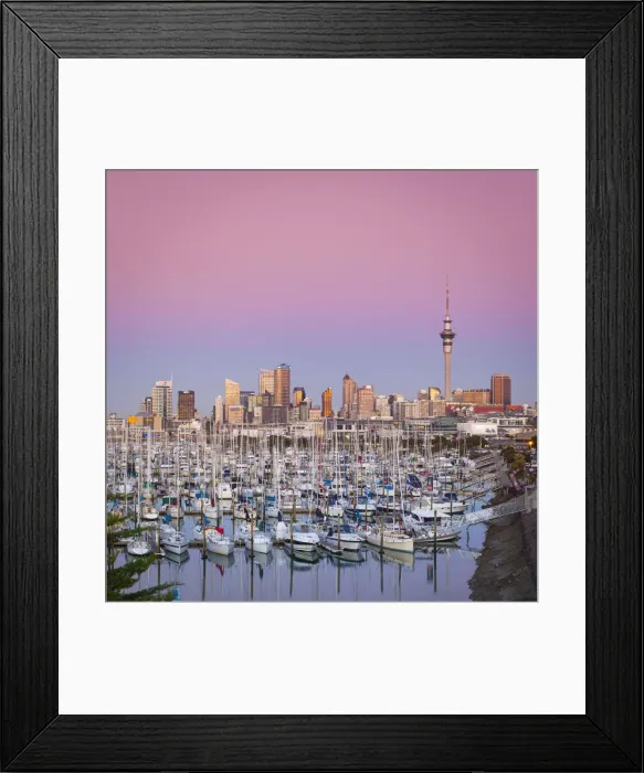 Framed Print : Westhaven Marina & city skyline illuminated at dusk, Waitemata Harbour, Auckland Framed Print : Westhaven Marina & city skyline illuminated at dusk, Waitemata Harbour, Auckland
